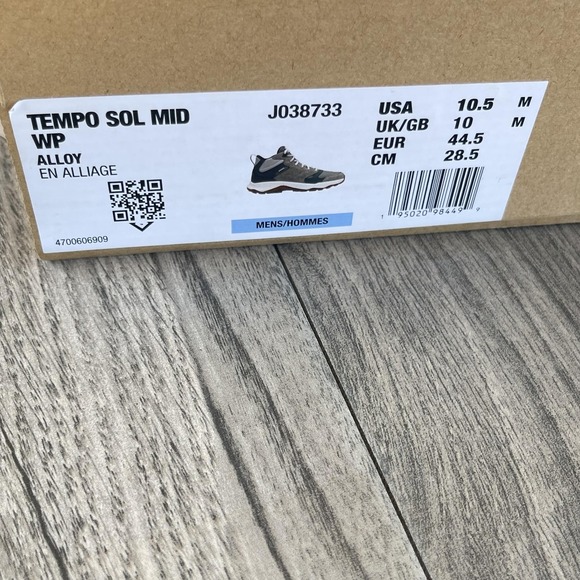 Merrell Tempo Sol Mid WP Boots Men 10.5 Gray Waterproof Hiking Trail J038733 NEW - Picture 13 of 14